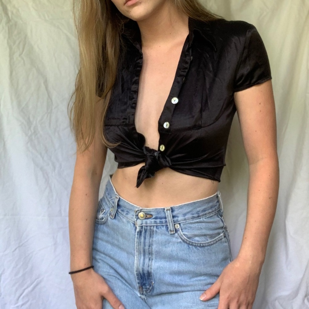Satin button up